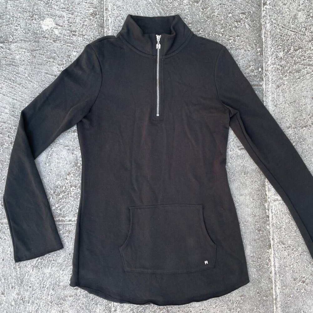 Victoria Secret Pink Women Top Sweater Black Long Sleeve Quarter Zip Size S/P